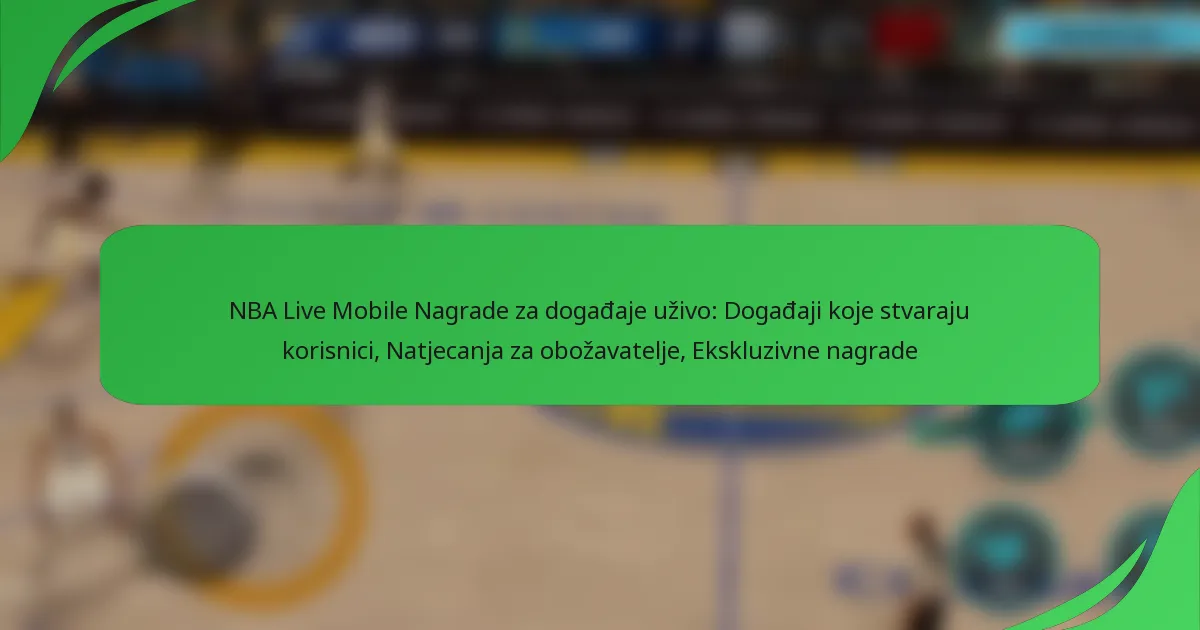 NBA Live Mobile Nagrade za događaje uživo: Događaji koje stvaraju korisnici, Natjecanja za obožavatelje, Ekskluzivne nagrade