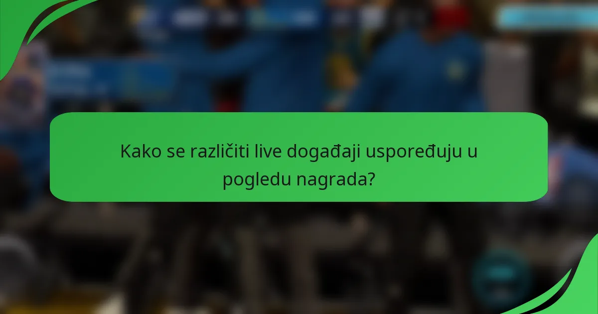 Kako se različiti live događaji uspoređuju u pogledu nagrada?