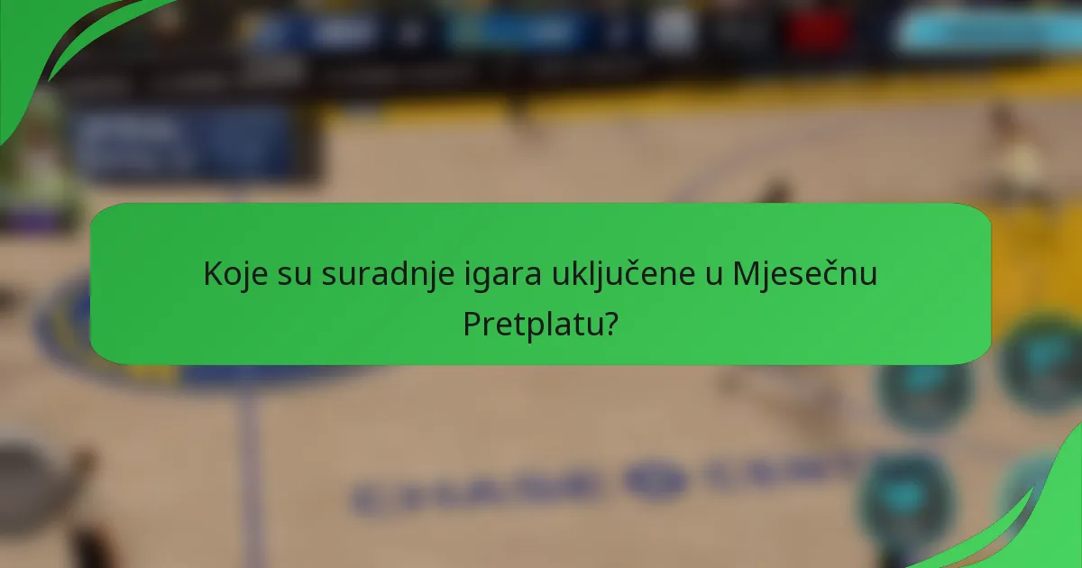 Koje su suradnje igara uključene u Mjesečnu Pretplatu?