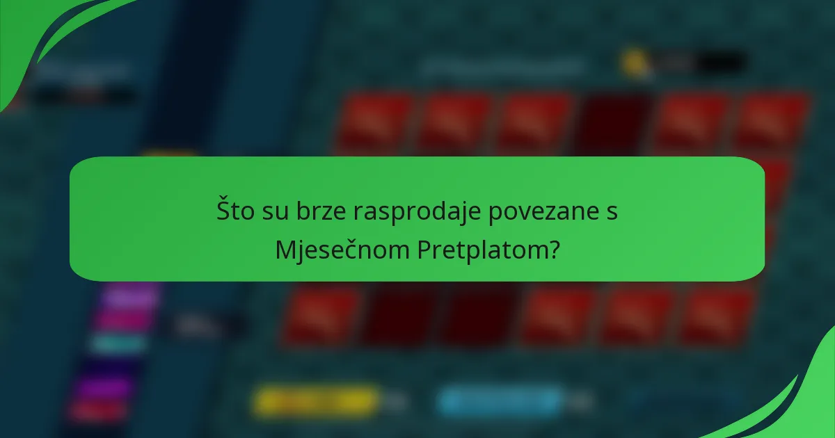 Što su brze rasprodaje povezane s Mjesečnom Pretplatom?